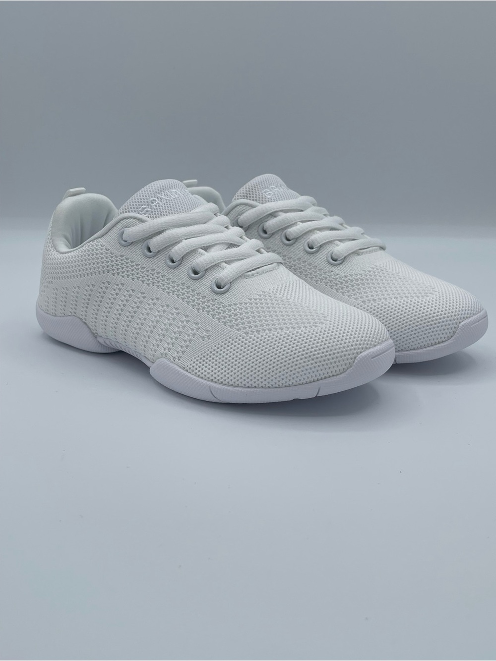 Kids All-White Knit Lace-Up Sneakers